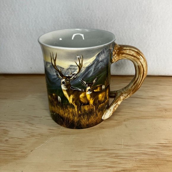 Wild Wings Mule Deer The Last Crossing Sculpted Mug by Rosemary Millette - Picture 1 of 11